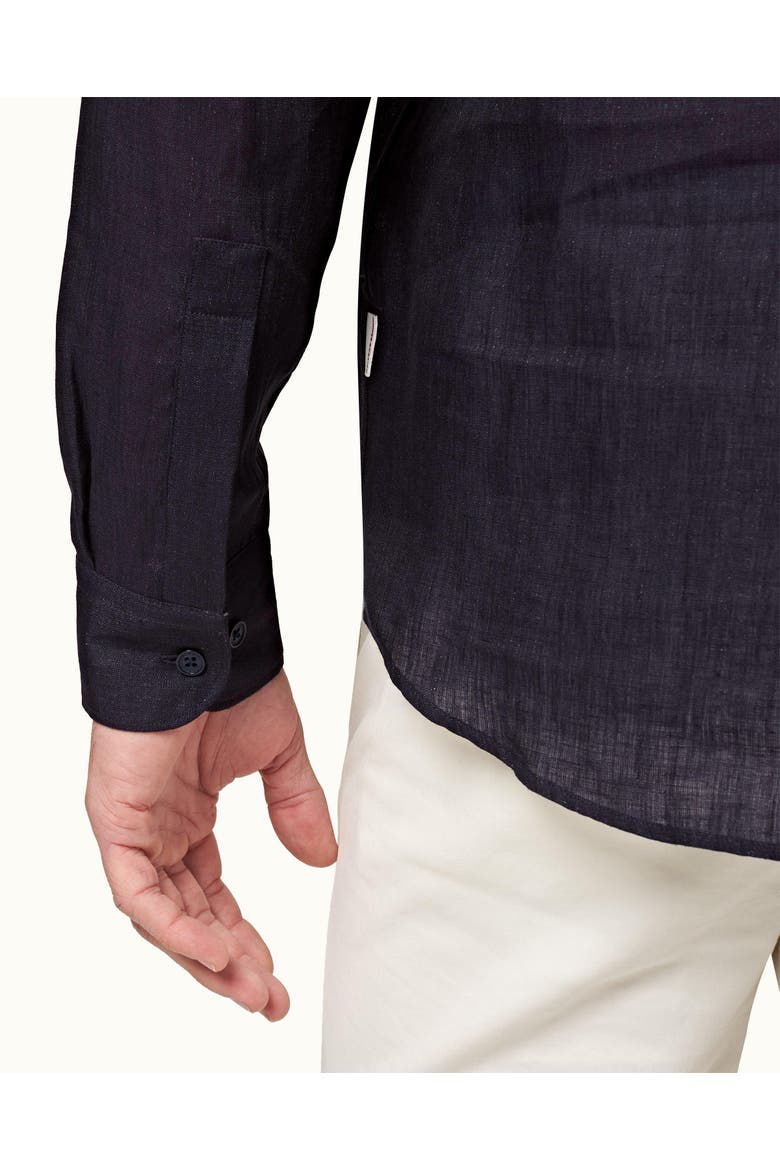 Percy Linen Classic Collar Overhead Linen Shirt, Alternate, color, Dark Navy