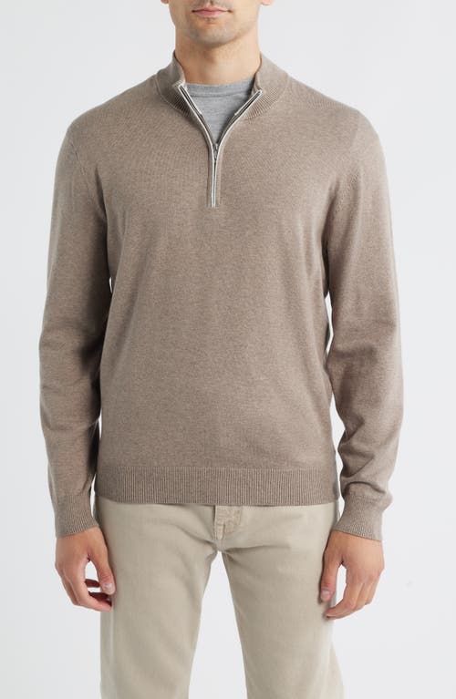 Johnnie-o Desmond Half Zip Sweater In Brown