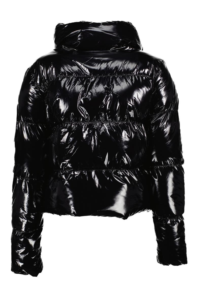 Coco Crop Water Resistant Puffer Jacket, Alternate, color, BLACK