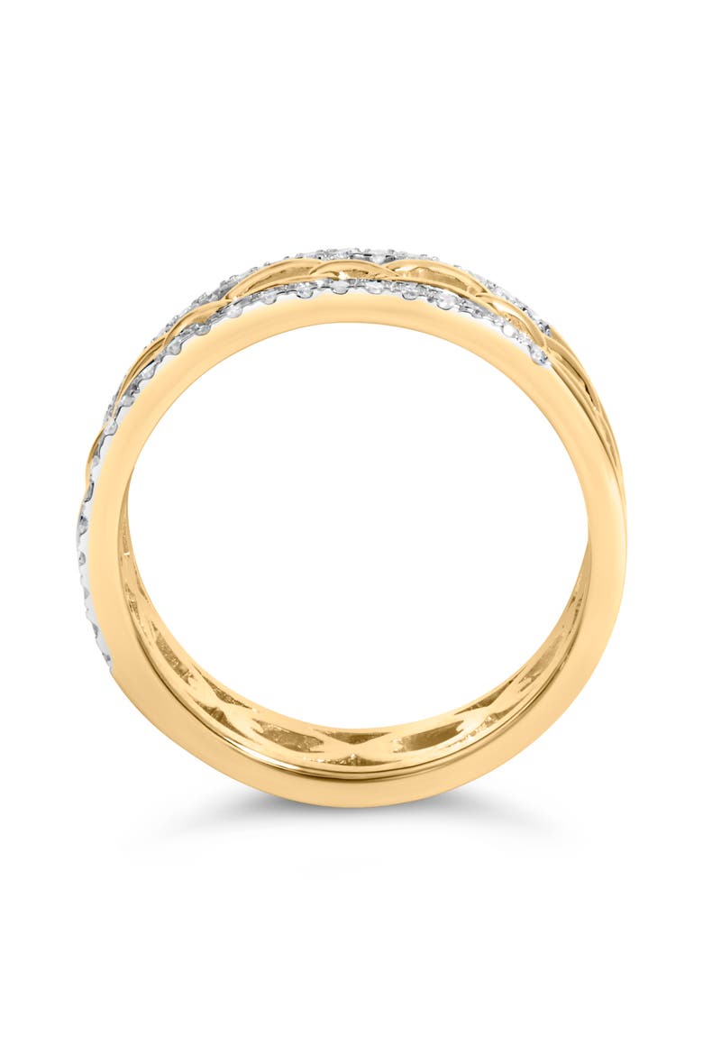 10K Yellow Gold 1/5 Cttw Diamond Two Row Cuban Link Ring, Alternate, color, Yellow Gold