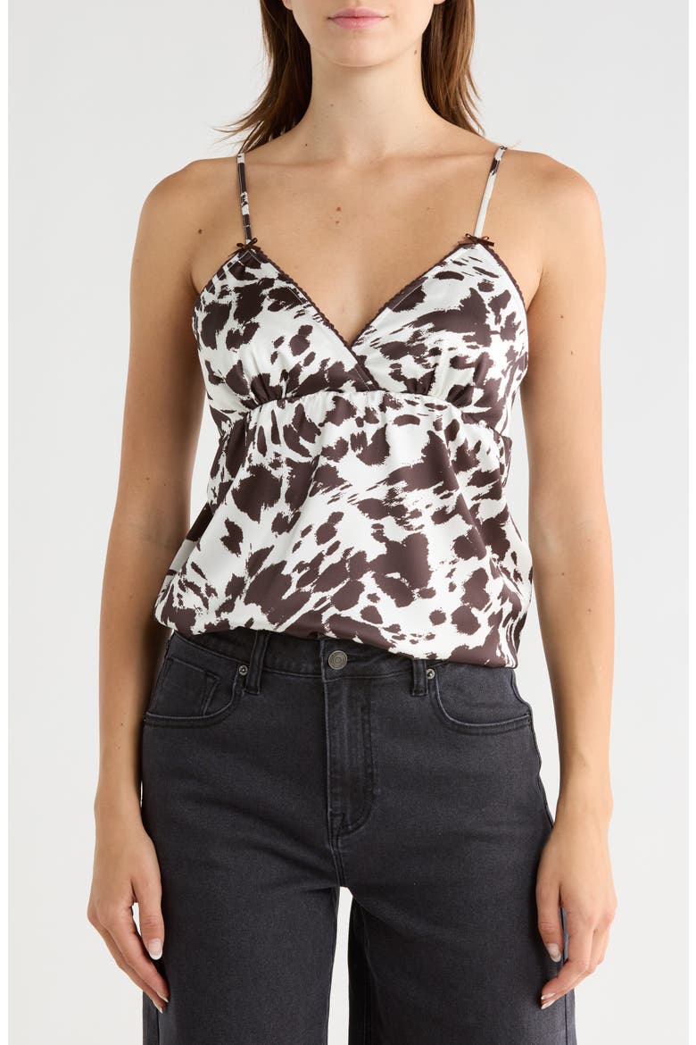 Printed Satin Babydoll Camisole, Main, color, COW