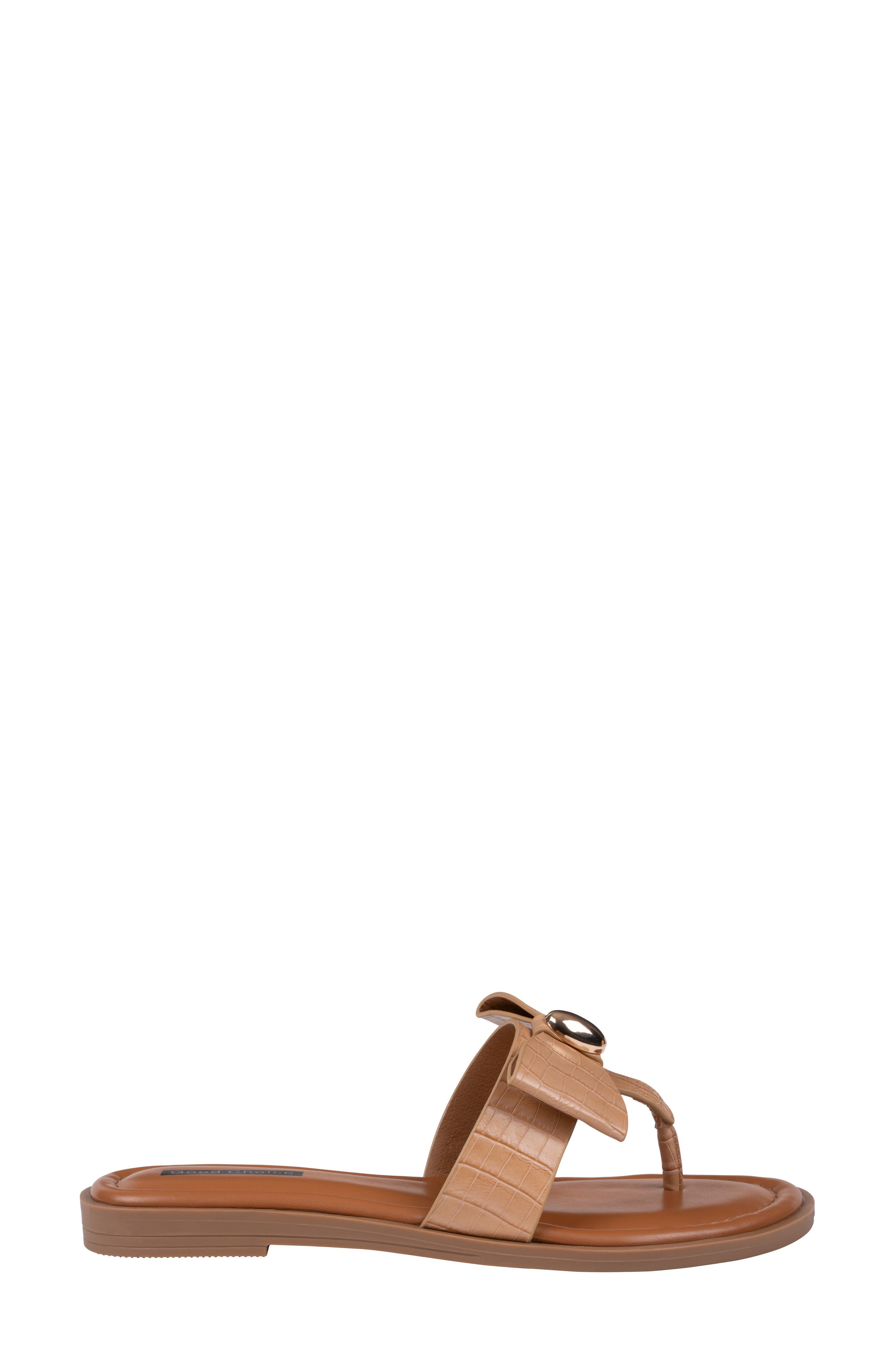 Alba Bow Flat Slide Sandal, Alternate, color, BEIGE