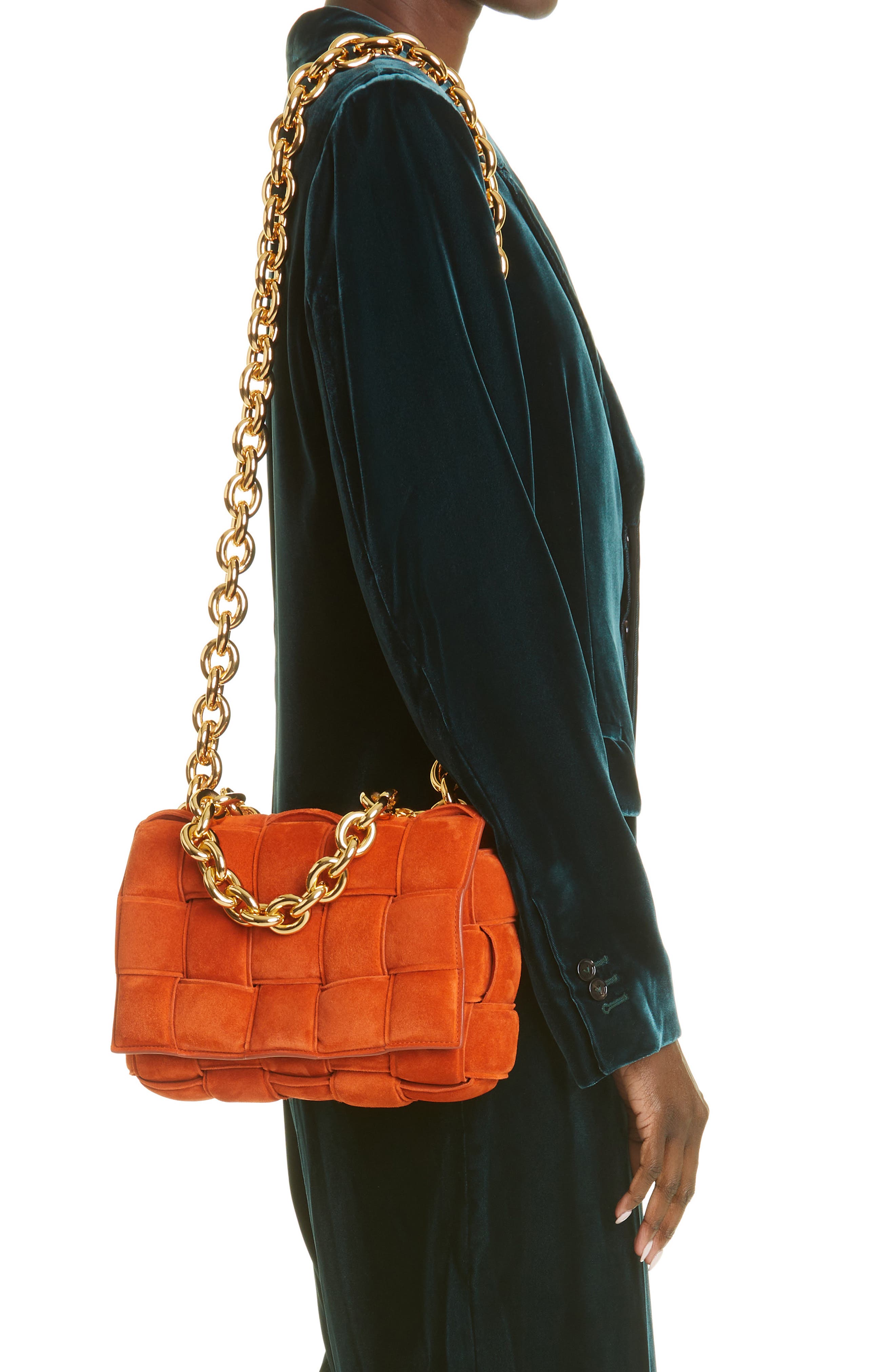 Chain Cassette Suede Crossbody Bag, Alternate, color, MAPLE-GOLD