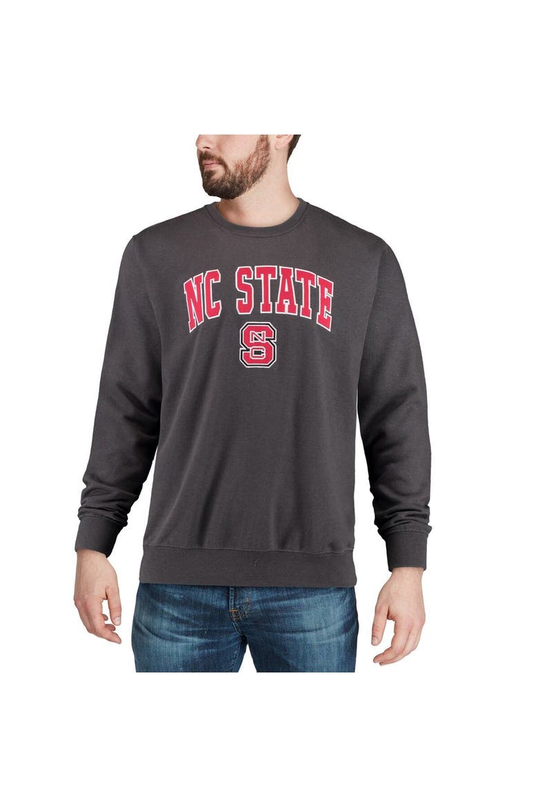 Men's Colosseum Charcoal NC State Wolfpack Arch & Logo Crew Neck Sweatshirt, Alternate, color, Charcoal