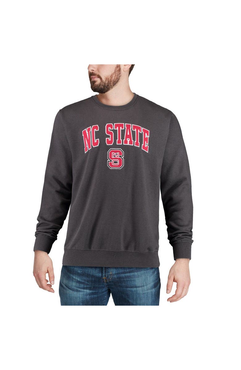 COLOSSEUM Men's Colosseum Charcoal NC State Wolfpack Arch & Logo Crew Neck Sweatshirt, Alternate, color, Charcoal