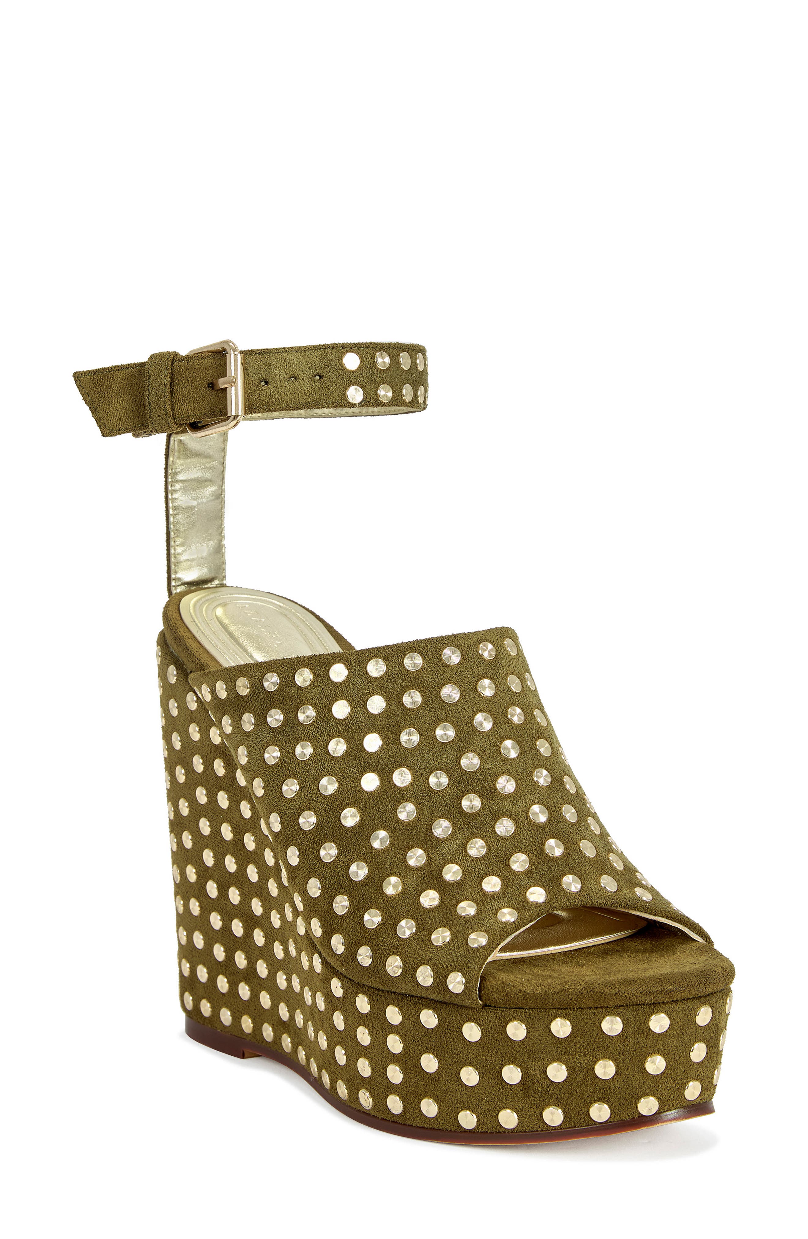 Mirova Studded Wedge Sandal, Main, color, OLIVE