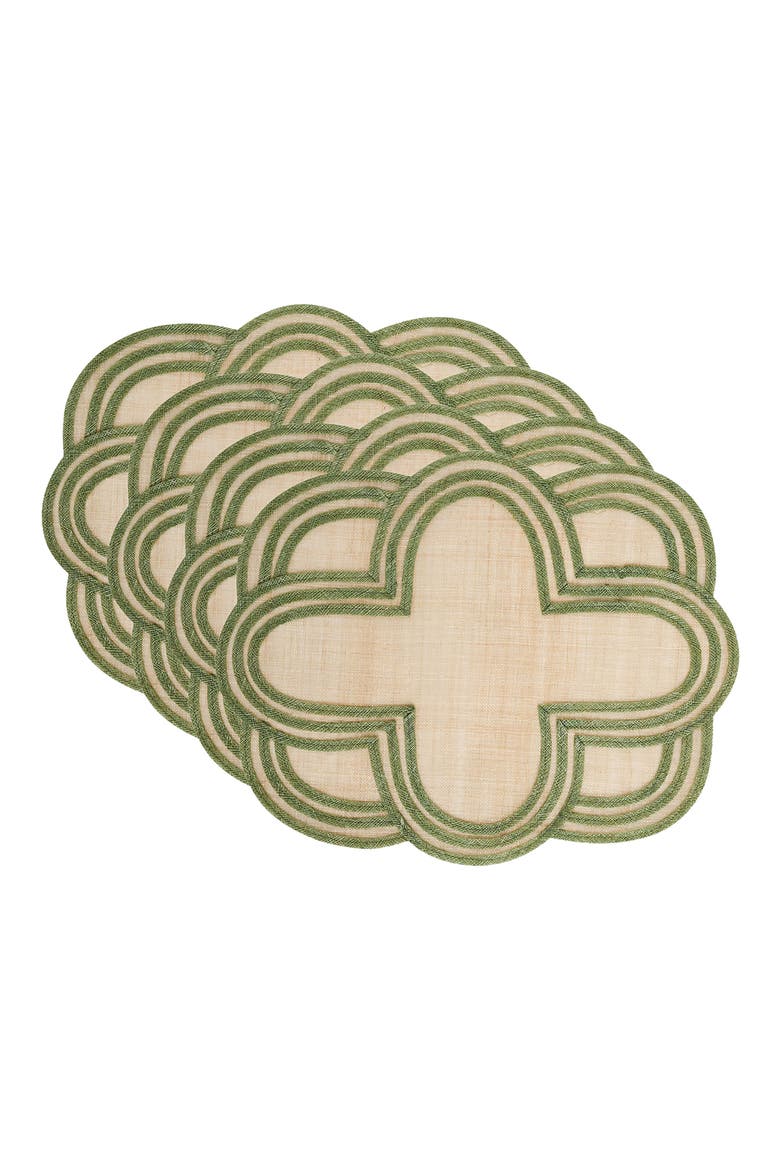 Set of 4 Scallop Stripe Placemats, Main, color, SEAGRASS