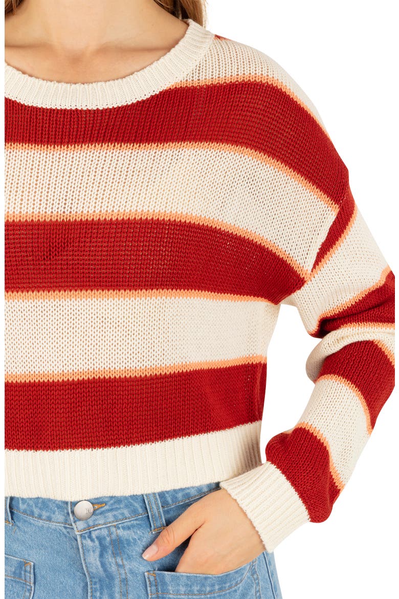 Delta Striped Cropped Open Knit Sweater, Alternate, color, RED CLAY