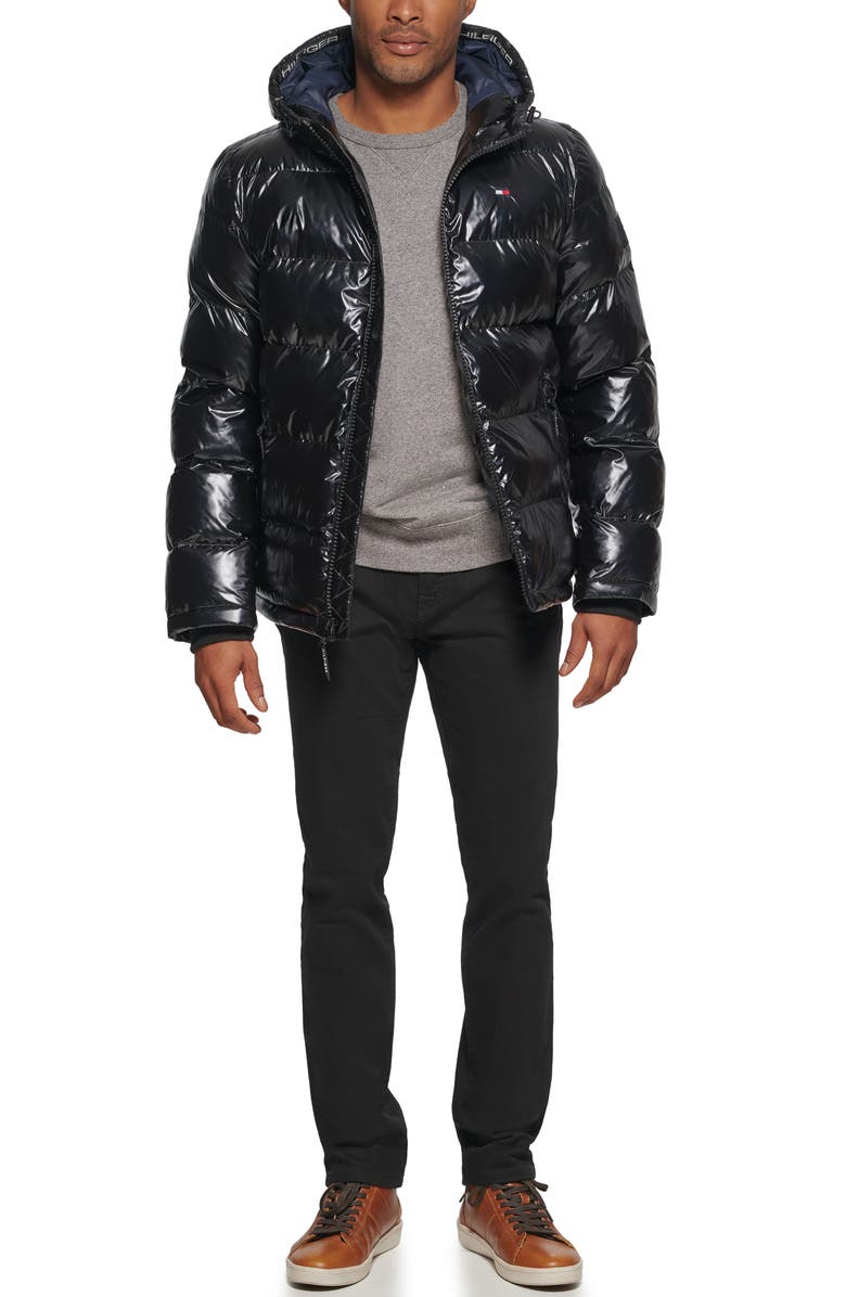 Tommy Hilfiger Quilted Puffer Hooded Mid Length Jacket, Alternate, color, 