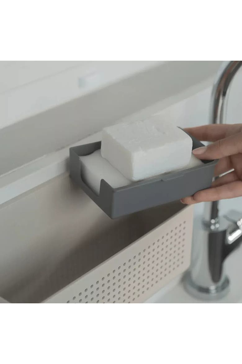 Wall Mounted Self Adhesive Sink Organizer with Removable Sponge Tray, Alternate, color, Beige