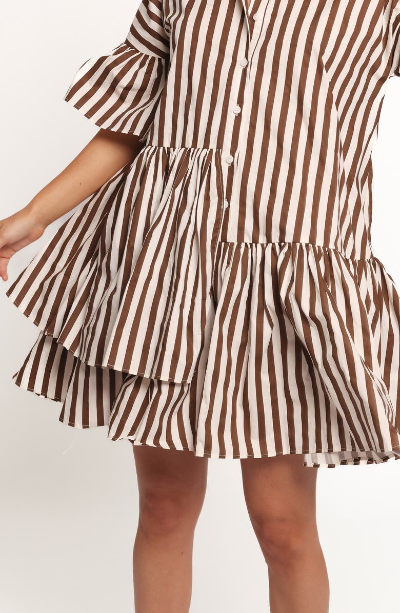 Petal & Pup Jacqueline Stripe Cotton Shirtdress, Alternate, color, Chocolate