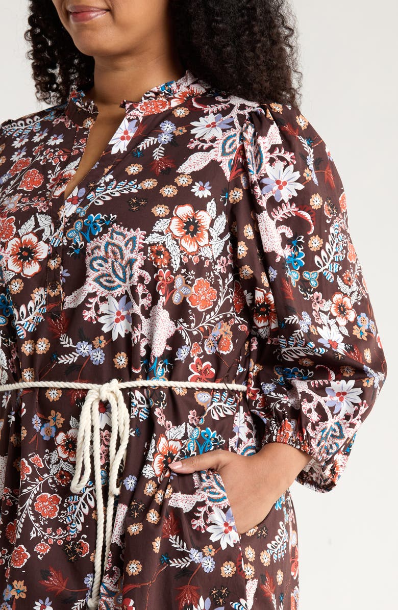 SUGARLIPS Journee Floral Jazlyn Tie Waist Dress, Alternate, color, Brown