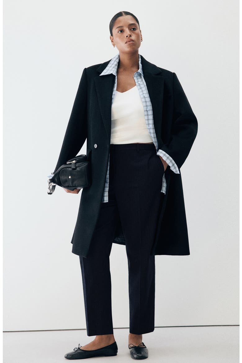 Pinstripe Straight Leg Pants, Alternate, color, NAVY