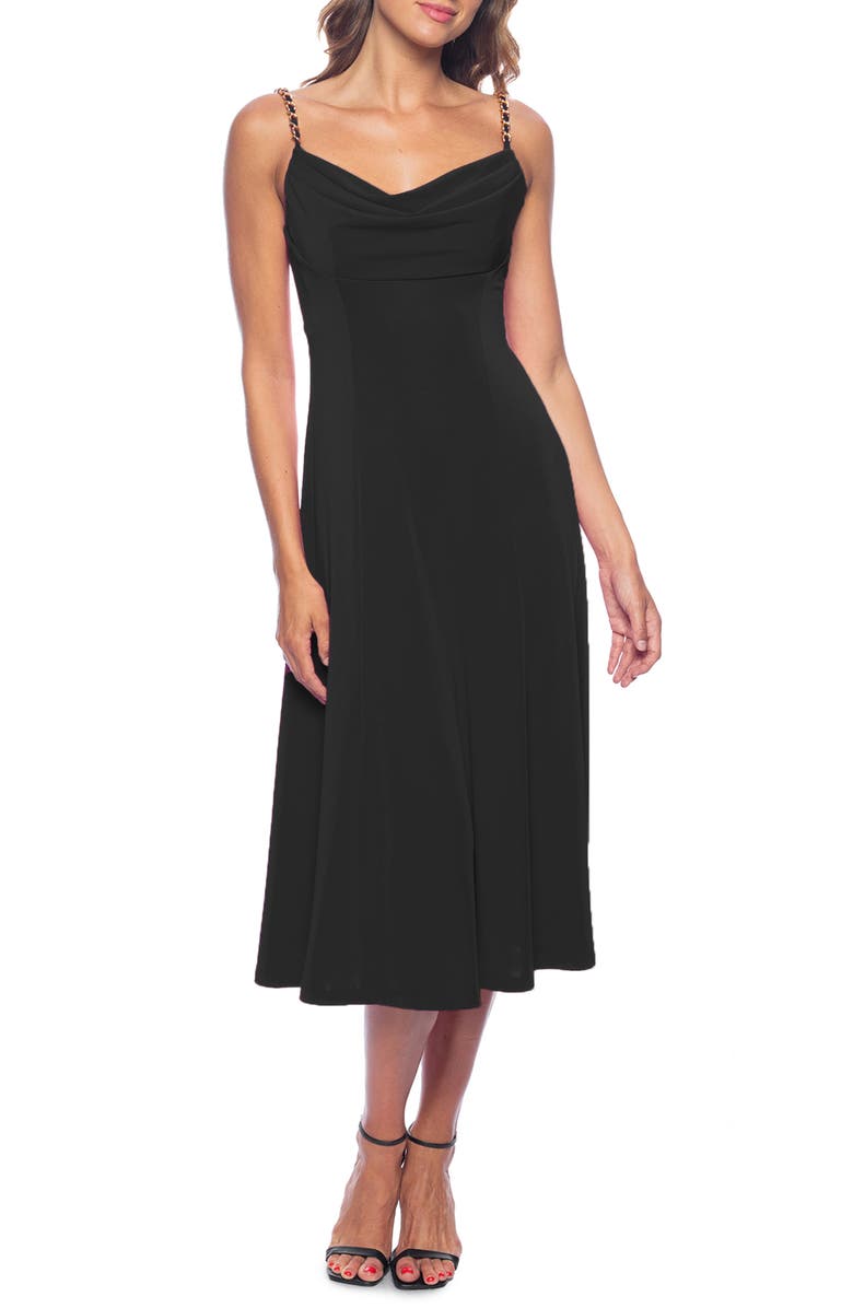 Marina Cowl Neck Cocktail Midi Dress, Main, color, 