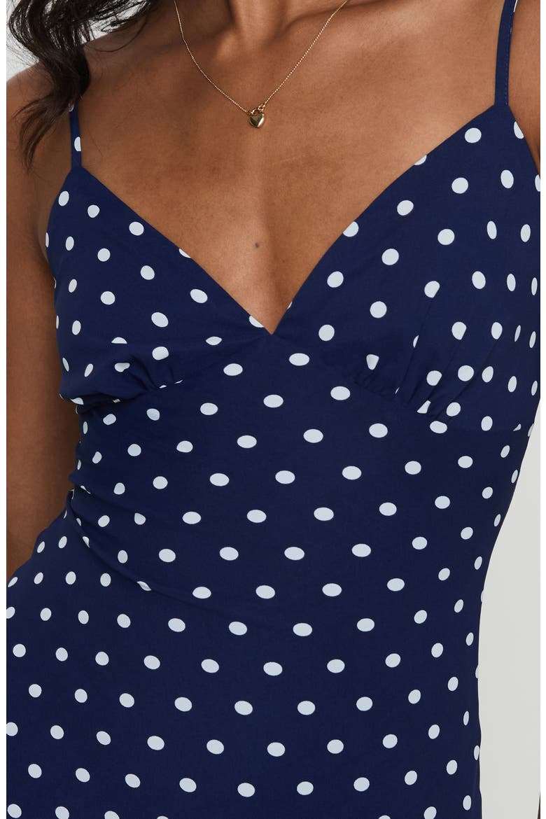 Chara Polka Dot Minidress, Alternate, color, NAVY