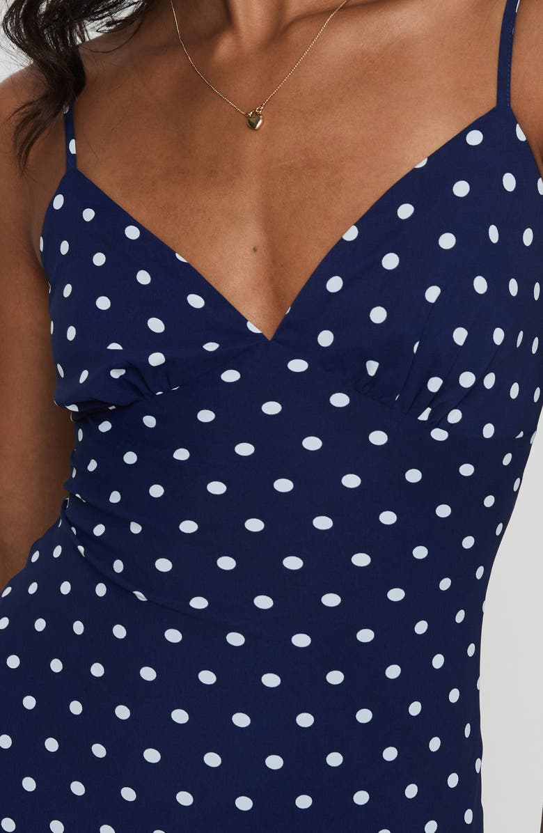 Princess Polly Chara Polka Dot Minidress, Alternate, color, Navy
