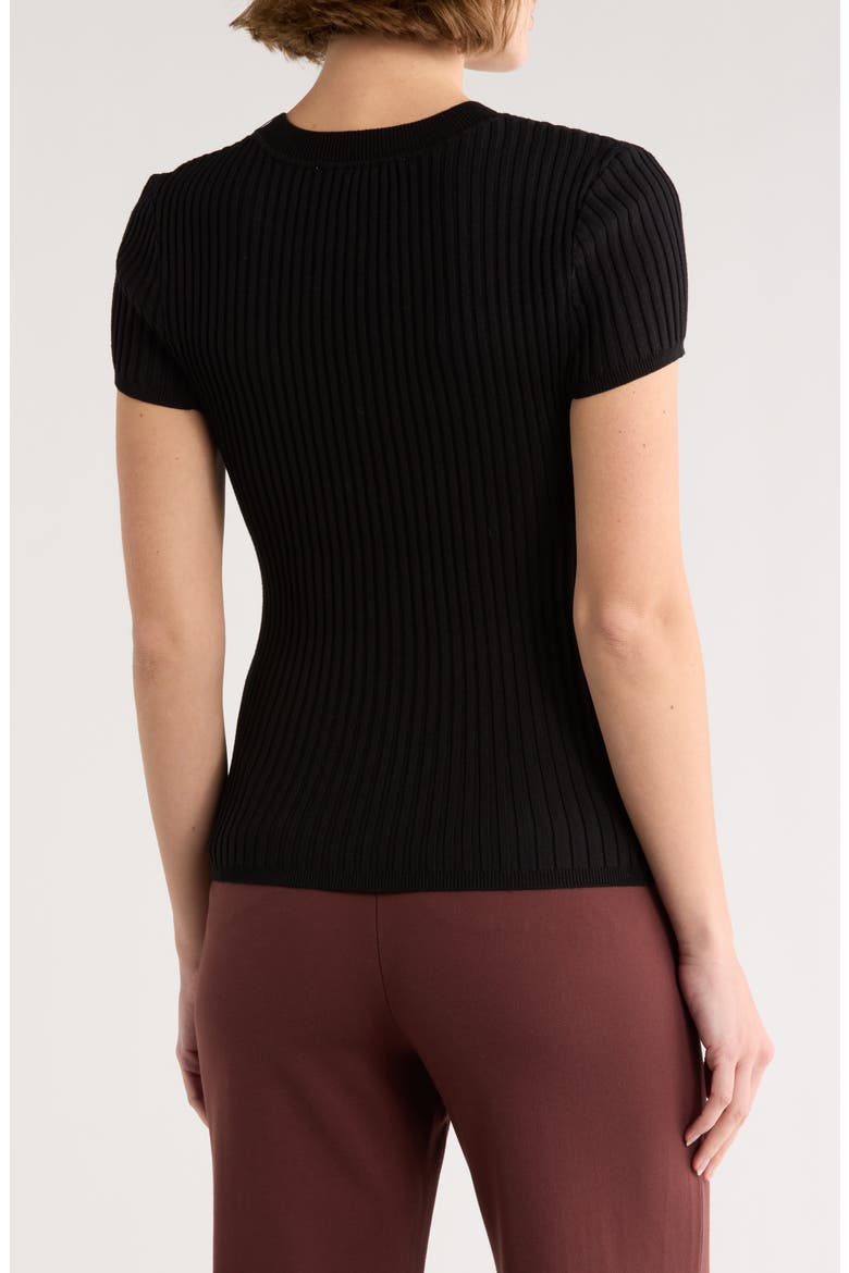 Short Sleeve Rib Knit Sweater, Alternate, color, BLACK/ BLACK