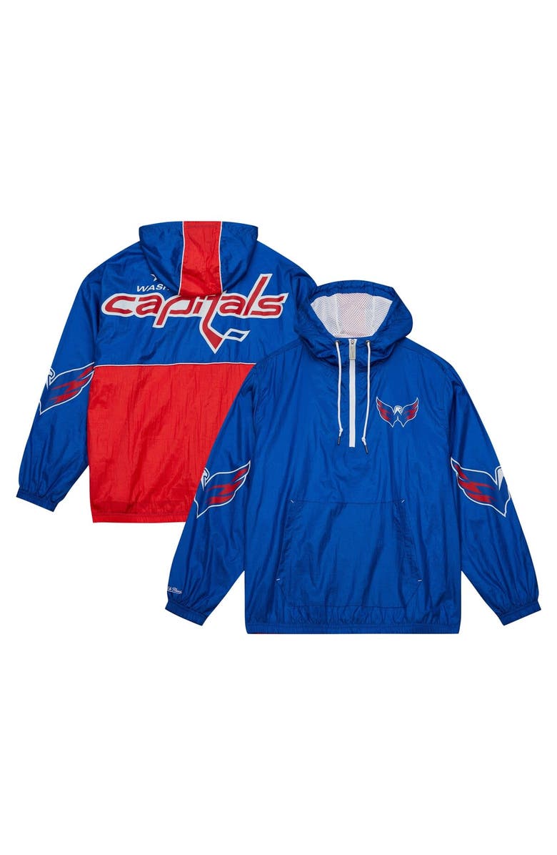 Mitchell & Ness Men's Mitchell & Ness Blue Washington Capitals Team OG 2.0 Anorak Half-Zip Windbreaker Jacket, Main, color,