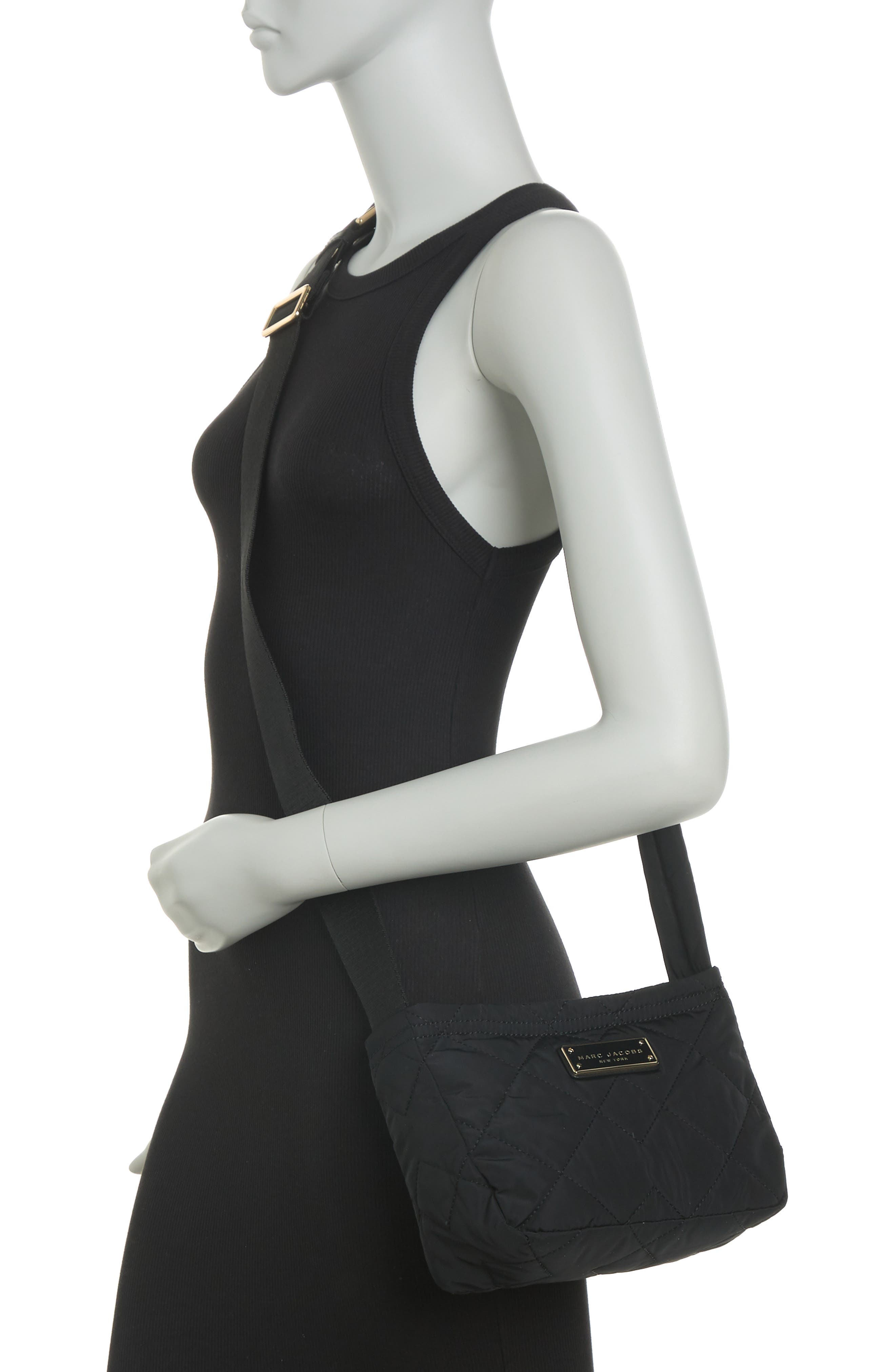 Marc Jacobs Quilted Nylon Crossbody Bag, Alternate, color, Black