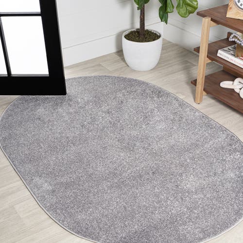 Jonathan Y Haze Solid Low-pile Oval Area Rug In Charcoal/gray