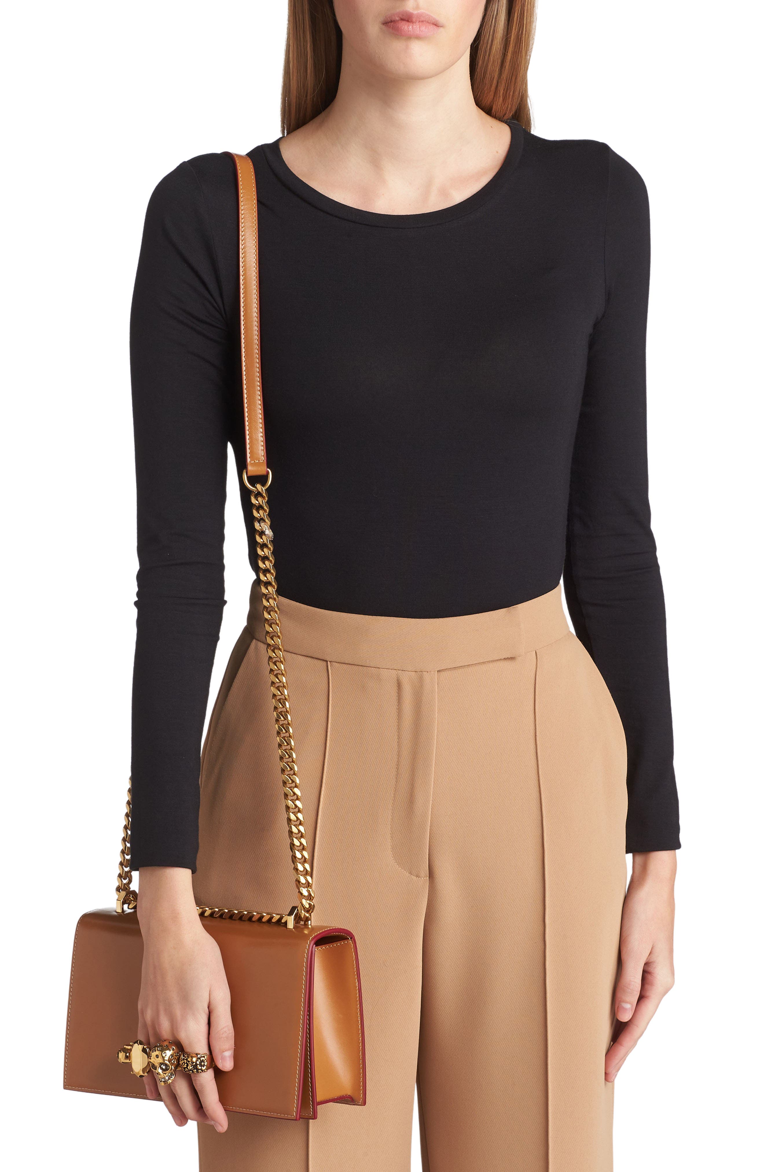 McQueen Jeweled Leather Satchel, Alternate, color, 