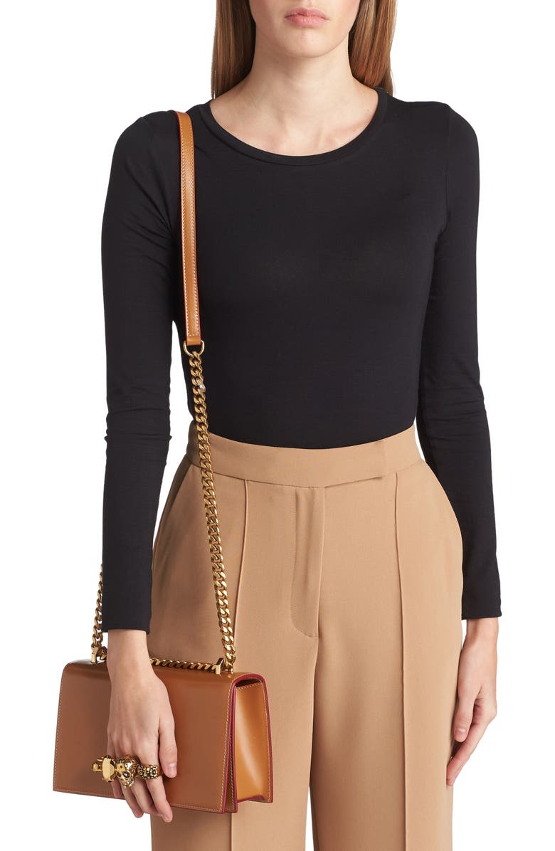 McQueen Jeweled Leather Satchel, Alternate, color,