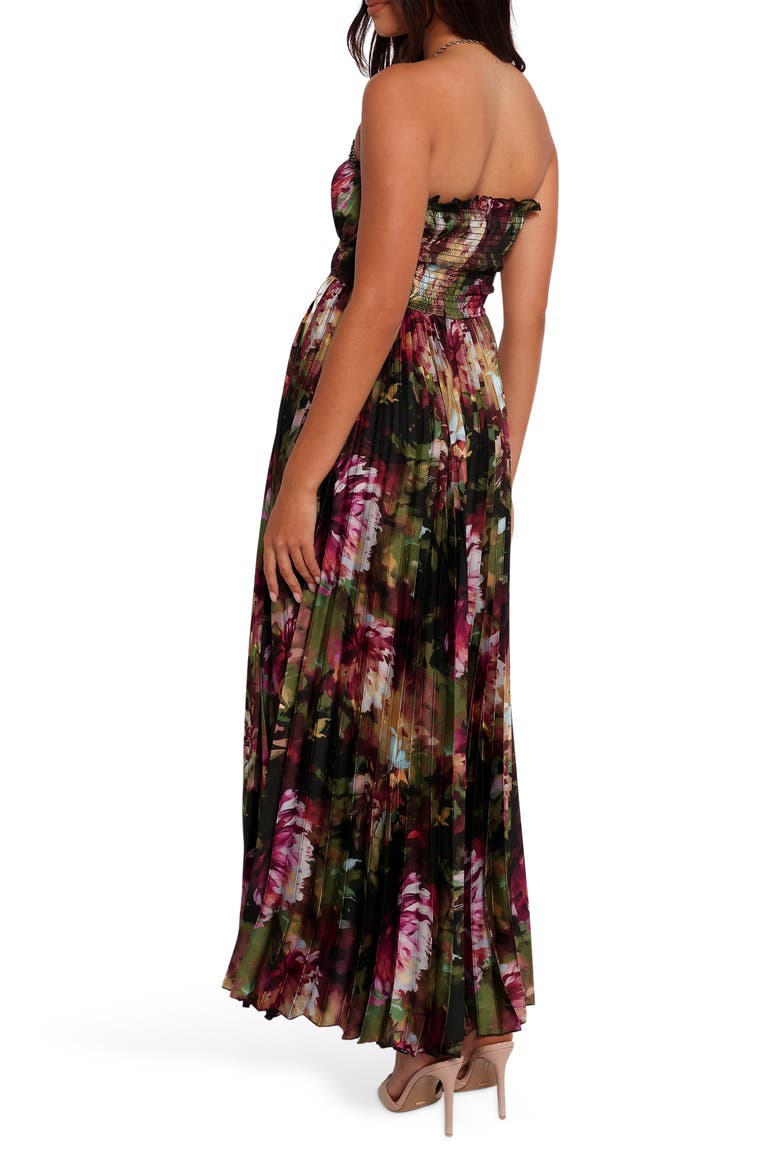 Angelique Floral Print Strapless Maxi Dress, Alternate, color, GREY BLURRED FLORAL