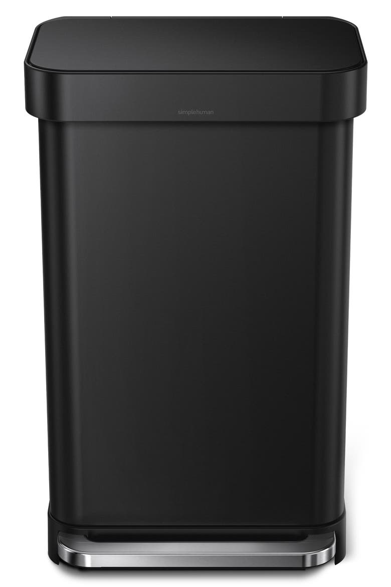 45L rectangular step can with liner pocket, Alternate, color, MATTE BLACK