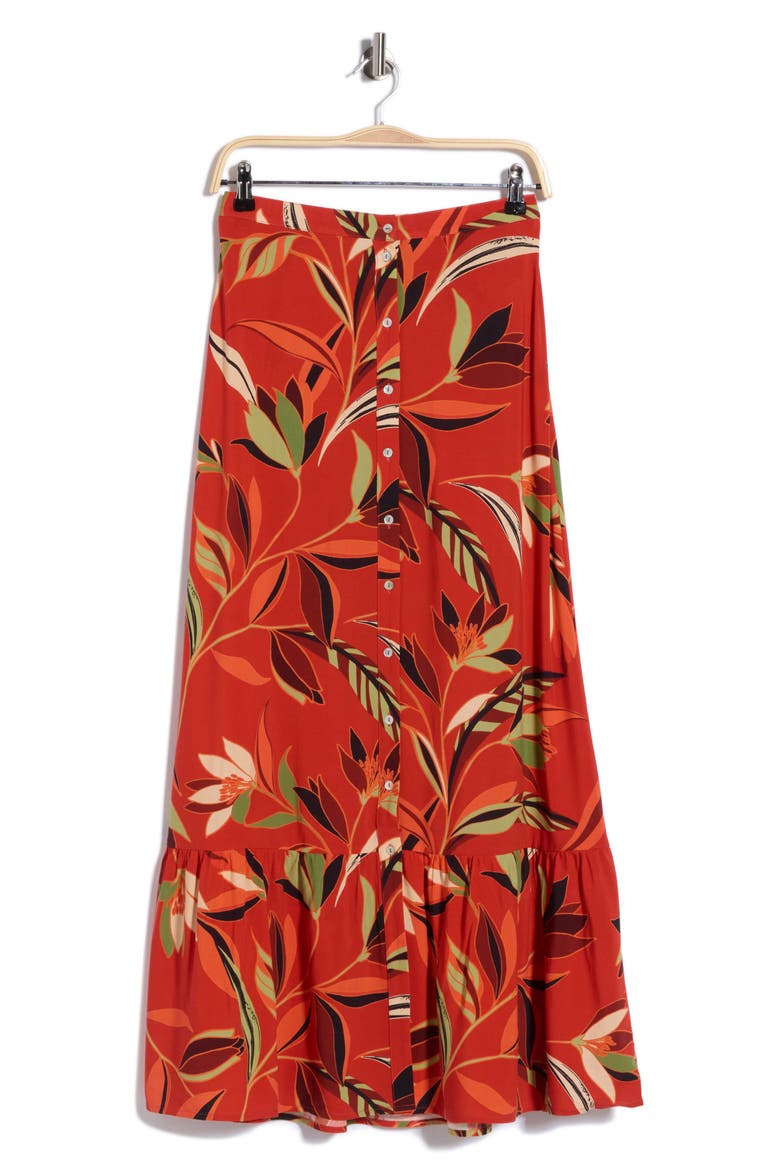 Button Front Maxi Skirt, Alternate, color, RUST