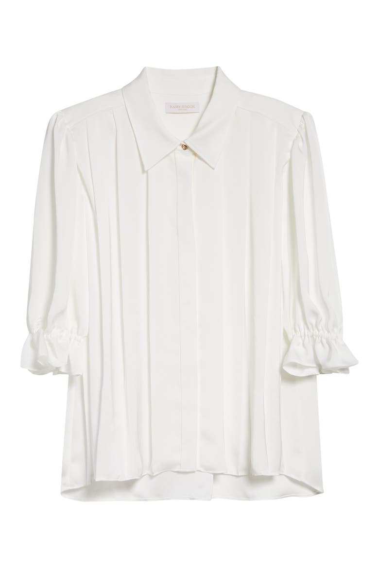 Amira Button Front Woven Shirt, Alternate, color, IVORY