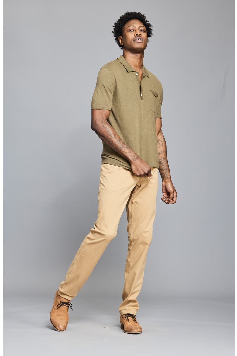Cotton & Linen Blend Polo, Alternate, color, OLIVE