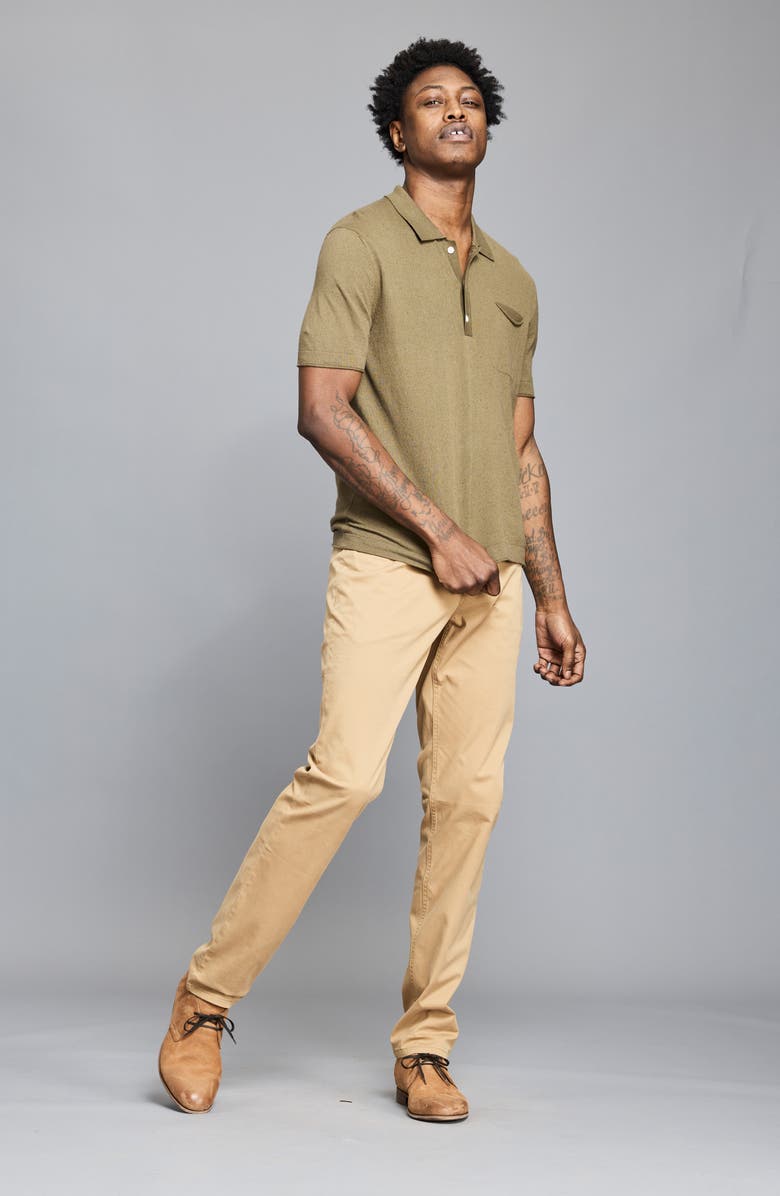 Billy Reid Cotton & Linen Blend Polo, Alternate, color, Olive
