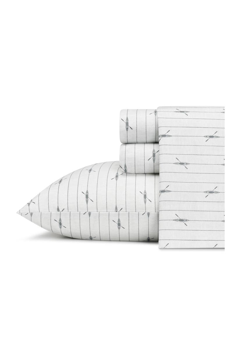 Downstream 200 Thread Count 100% Cotton Percale Sheet Set, Main, color, MEDIUM GREY