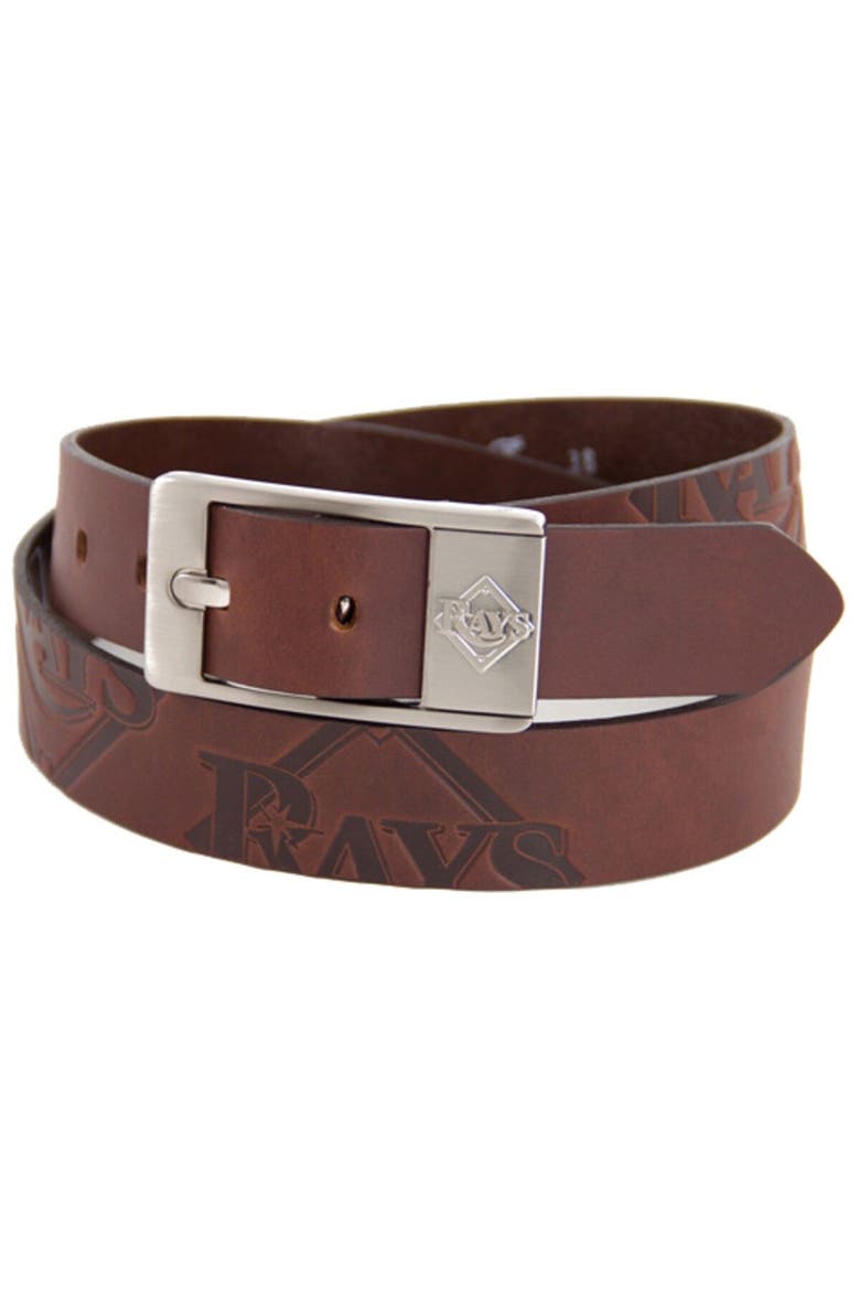 Tampa Bay Rays Brandish Leather Belt - Brown, Main, color, Brown