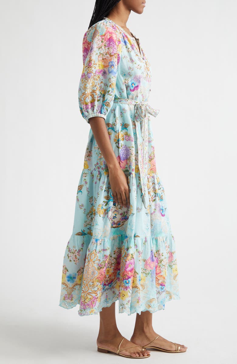 Camilla Bazaar Blooms Linen Midi Shirtdress, Alternate, color, Bazaar Blooms