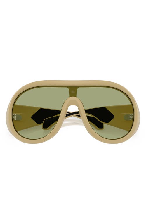 Moncler Cloche 135mm Polarized Pilot Shield Sunglasses In Green