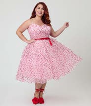 Unique Vintage Plus Size Tulle Sweetheart Cupcake Swing Dress