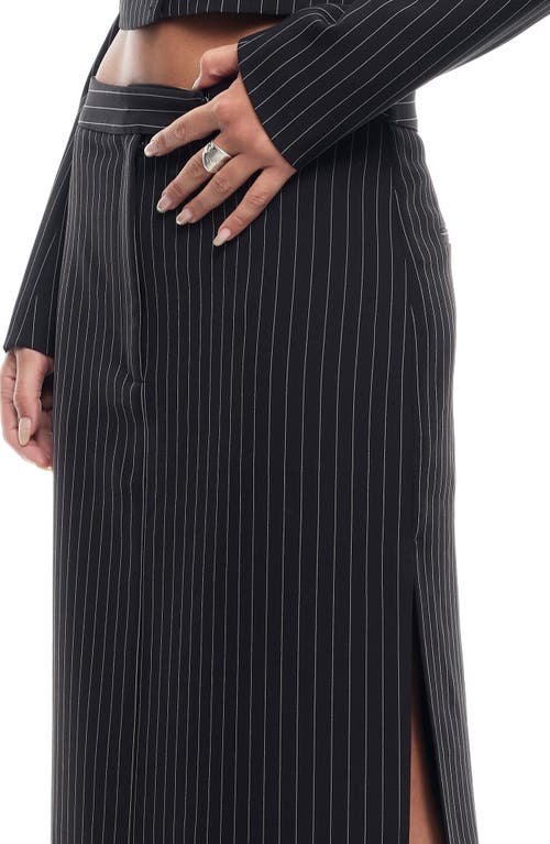 Shop Lioness Lune Pinstripe Low Rise Maxi Skirt In Onyx Pinstripe