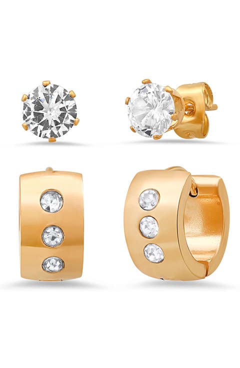4-Piece 18k Gold Plated Earring Set
