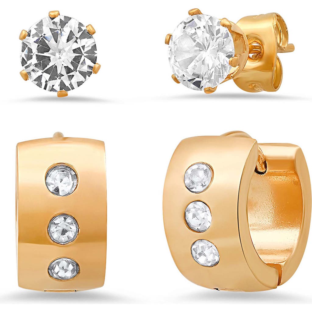Steeltime 4-piece 18k Gold Plated Earring Set
