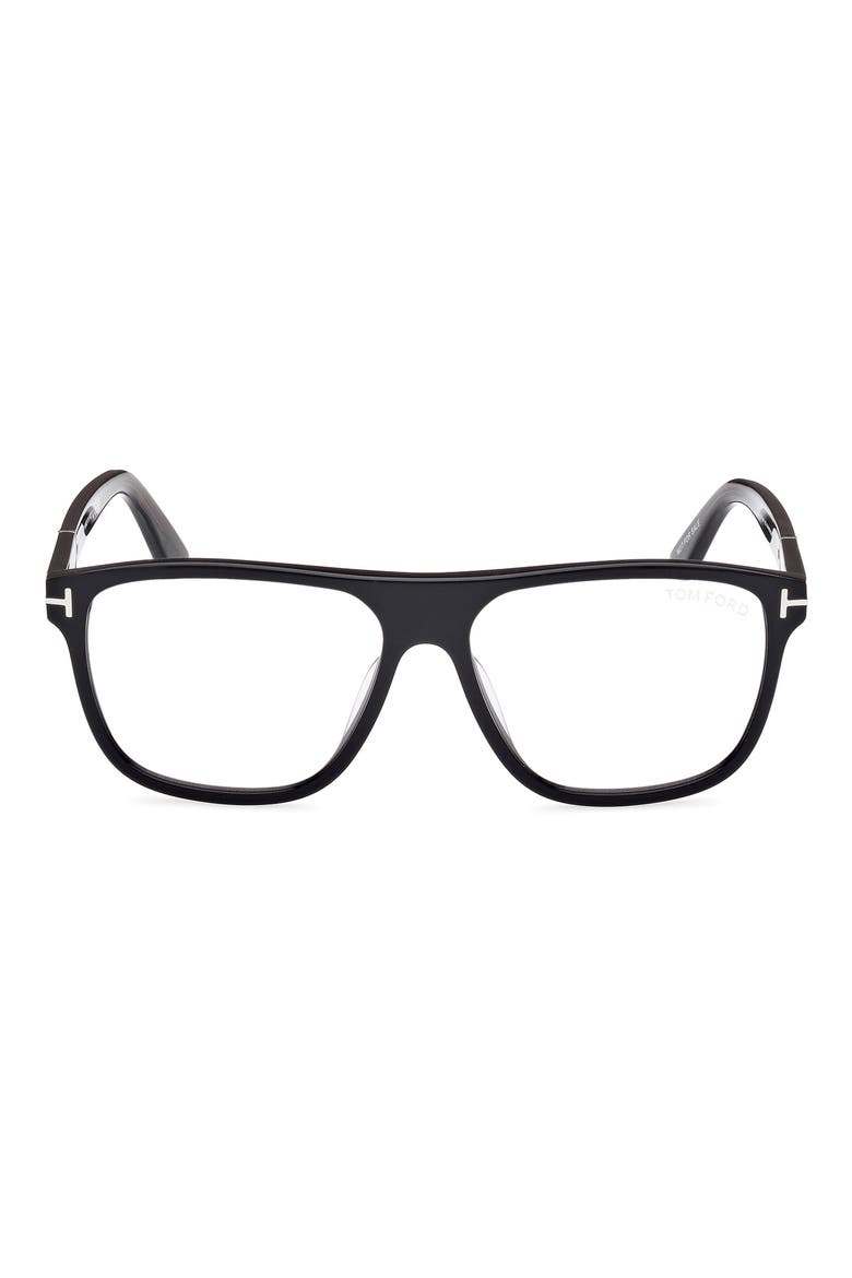 Frances 58mm Square Optical Glasses, Main, color, SHINY BLACK / SMOKE