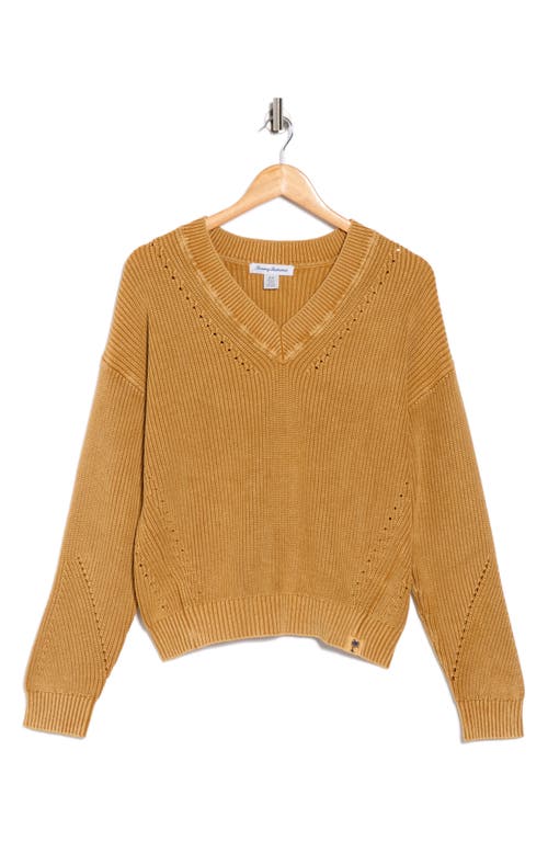 Tommy Bahama Indigo Palms Cotton V-neck Sweater In Brown
