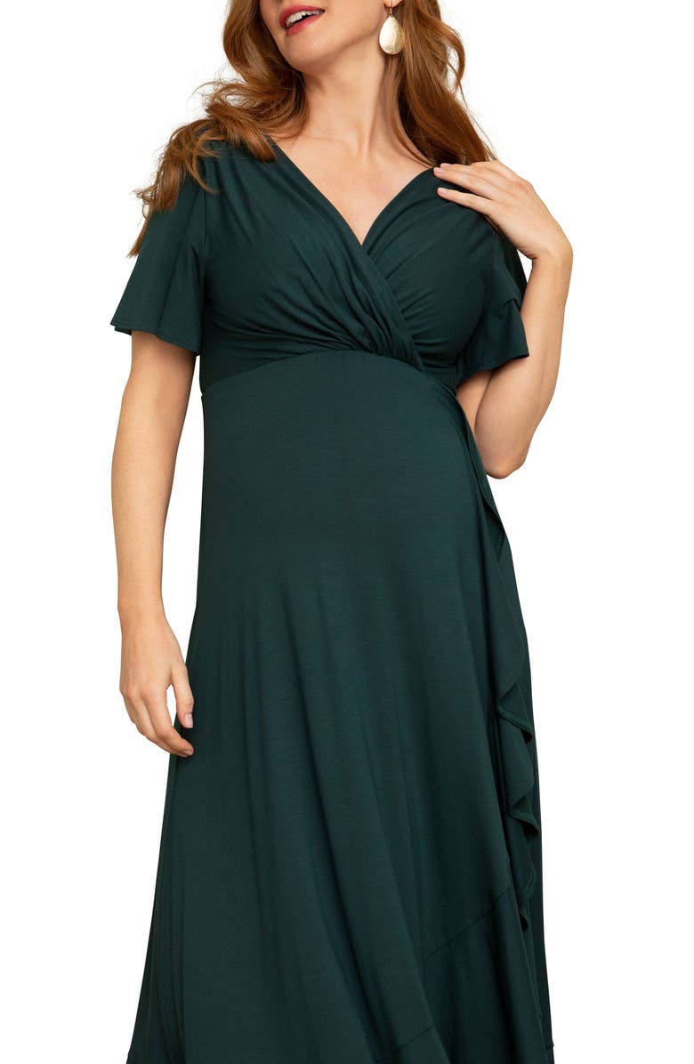 Tiffany Rose Waterfall Flutter Sleeve Midi Maternity Dress, Alternate, color,