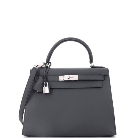 Kelly Handbag Grey Epsom with Palladium Hardware 28