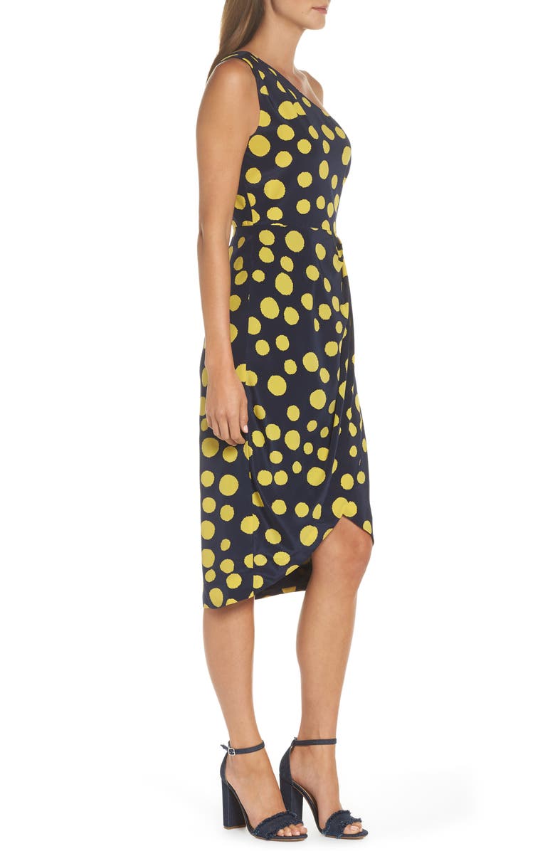 J.Crew Polka Dot One-Shoulder Silk Dress, Alternate, color, 