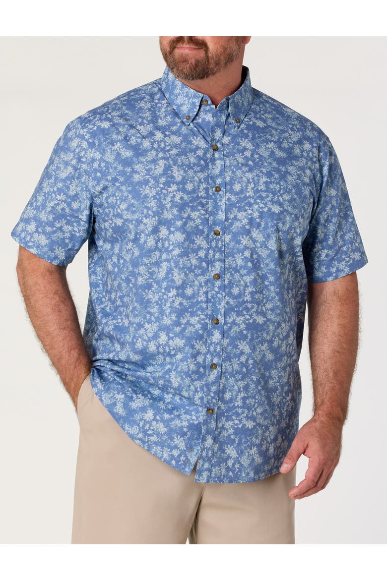 Big & Tall Easy-Care Multi Floral Print Sport Shirt, Main, color, BLUE