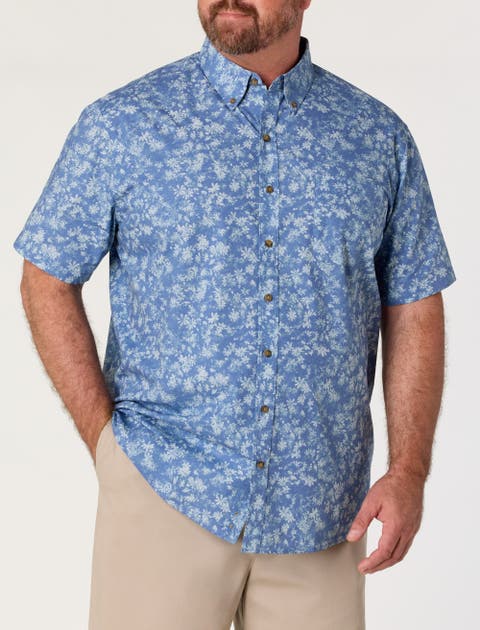 Big & Tall Easy-Care Multi Floral Print Sport Shirt
