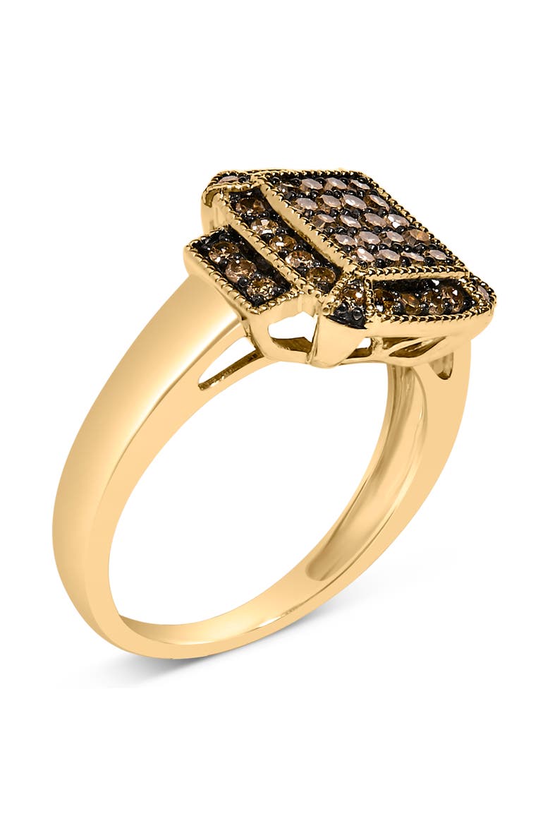 10K Yellow Gold Plated Silver 1/2 Cttw Champagne Diamond Step Up Ring, Alternate, color, Yellow Gold over Silver