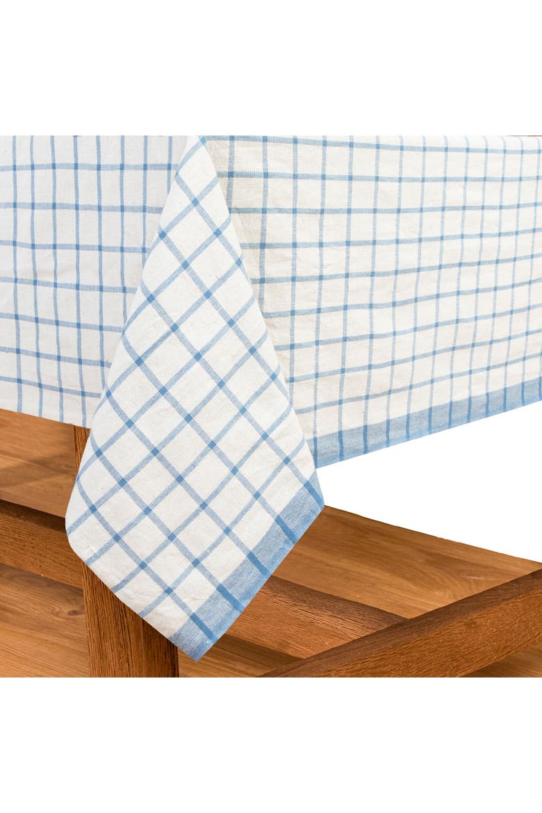 Windowpane Tablecloth, Main, color, Blue/Natural 60" x 60"