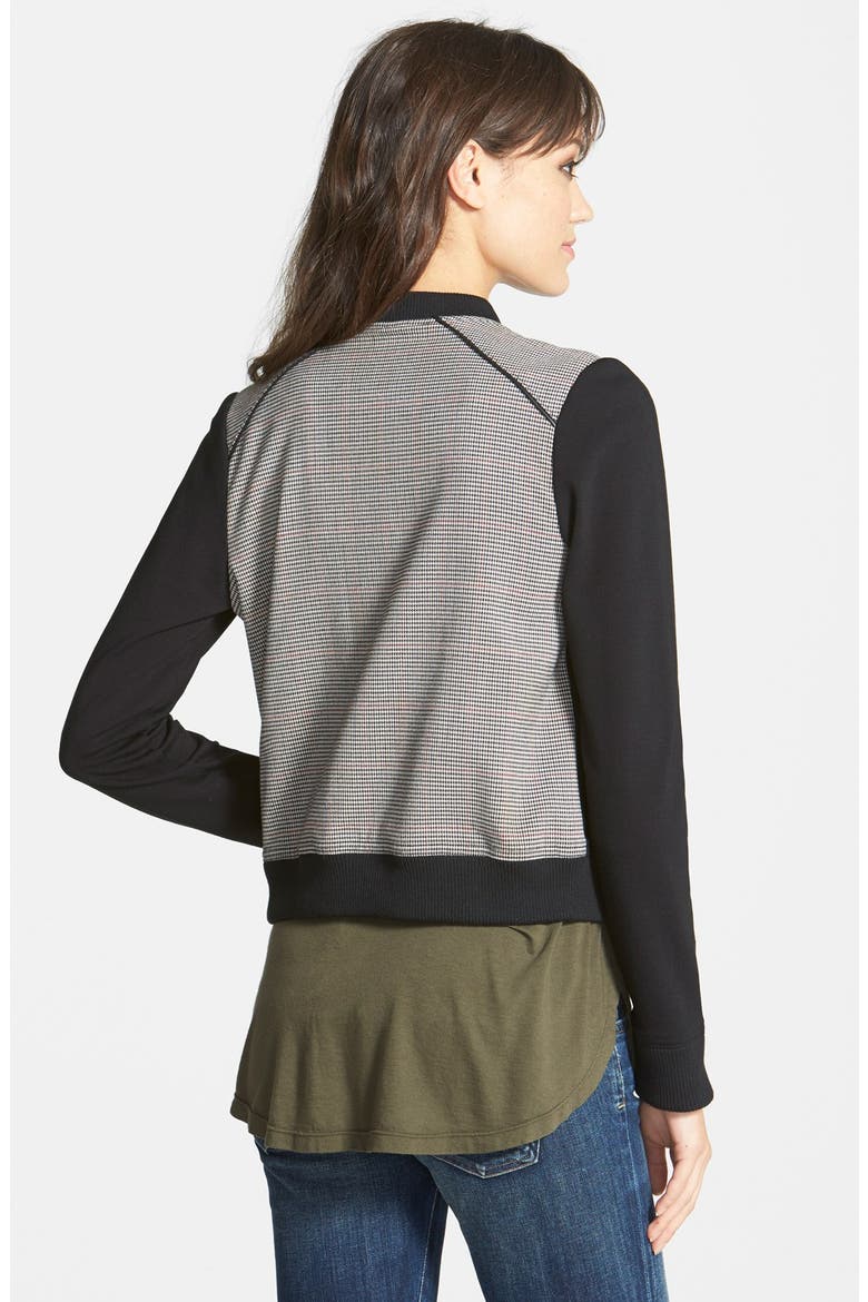 Baseball Jacket, Alternate, color, BLACK WITH HERRINGBONE PLAID